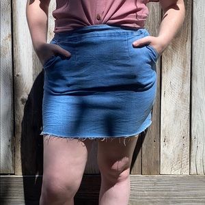 Blue Denim skirt W/ pockets